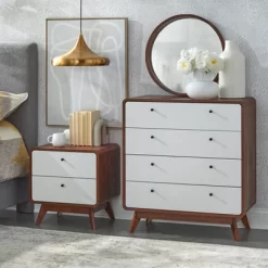Cassie Mid-Century Modern 4 Drawer Chest Walnut/White - Buylateral -Luxe Living Interiors Shop GUEST 6dedaa84 3554 4f14 a7f5 a53330c49d7a