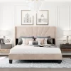 Queen Size Velvet Upholstered Platform Bed, Box Spring Required - ModernLuxe -Luxe Living Interiors Shop GUEST 6ee88e27 2d3e 4ff7 ad84 a61b97b5ed18