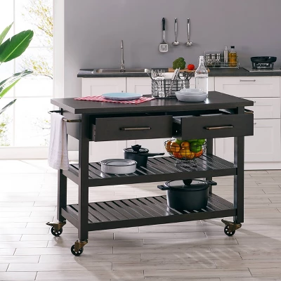 Havelock Rolling Kitchen Island Dark Tobacco - Holly & Martin 4 Havelock Rolling Kitchen Island Dark Tobacco - Holly & Martin - Image 2