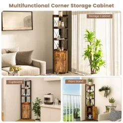 Costway 6-Tier Corner Shelf Bookshelf Industrial Storage Rack Cabinet Rustic Plant Stand -Luxe Living Interiors Shop GUEST 6f29e493 fedf 4816 96d9 2400ee32f339