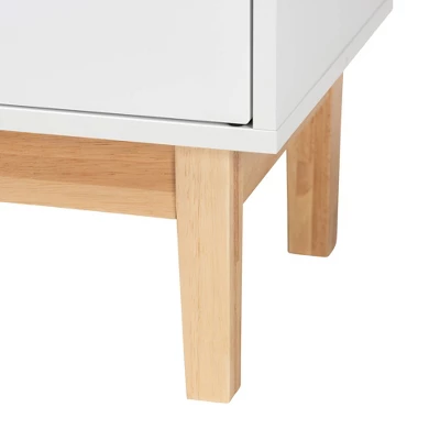 Kamana Two-Tone Wood And Metal 2 Door Storage Cabinet White/Gold/Oak Brown - Baxton Studio 8 Kamana Two-Tone Wood And Metal 2 Door Storage Cabinet White/Gold/Oak Brown - Baxton Studio - Image 6