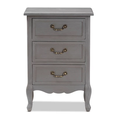 3 Drawer Capucine Finished Wood Nightstand Gray - Baxton Studio 10 3 Drawer Capucine Finished Wood Nightstand Gray - Baxton Studio - Image 8