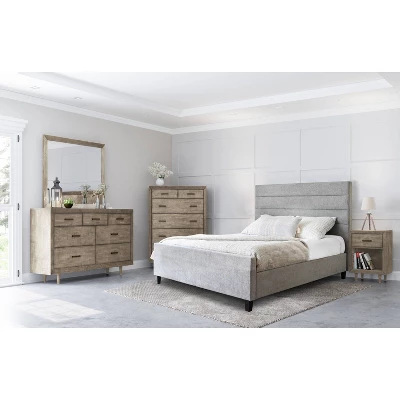 6pc Aurora Mid-Century Gray Bedroom Set With Upholstered Bed - Abbyson Living 3 6pc Aurora Mid-Century Gray Bedroom Set With Upholstered Bed - Abbyson Living