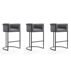 Set Of 3 Cosmopolitan Upholstered Metal Barstools - Manhattan Comfort 20 Set Of 3 Cosmopolitan Upholstered Metal Barstools - Manhattan Comfort -Luxe Living Interiors Shop GUEST 70568b73 cae7 45e0 9403 f9a749376f40