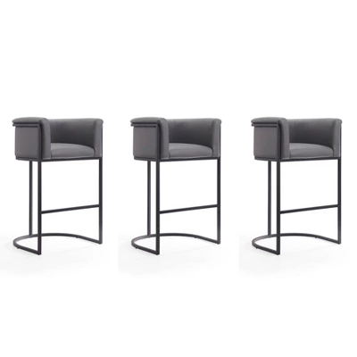 Set Of 3 Cosmopolitan Upholstered Metal Barstools - Manhattan Comfort 11 Set Of 3 Cosmopolitan Upholstered Metal Barstools - Manhattan Comfort - Image 9