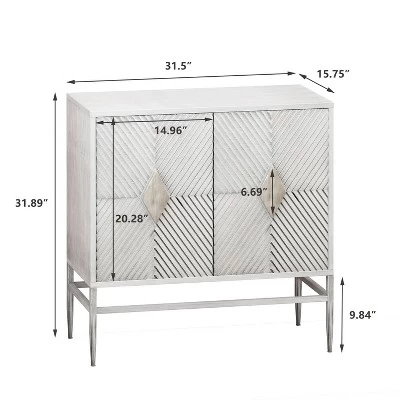 Cierra 31.50" W Modern 2 Diamond Doors Wooden Cabinet With Featuring Two-Tier Storage-Maison Boucle 4 Cierra 31.50" W Modern 2 Diamond Doors Wooden Cabinet With Featuring Two-Tier Storage-Maison Boucle - Image 2