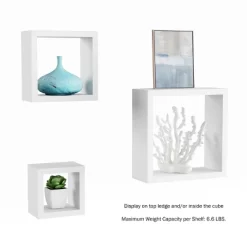 Floating Shelves- Open Cube Wall Shelf Set With Hidden Brackets, 3 Sizes To Display Décor, Photos, More- Hardware Included By Lavish Home (White) -Luxe Living Interiors Shop GUEST 70e3de27 6368 4307 a9f7 a216fee8c14c