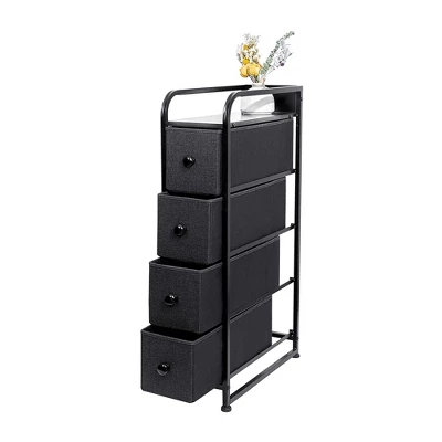 REAHOME 4 Drawer Vertical Steel Frame Storage Organizer Narrow Tower Dresser W/Waterproof Top, Adjustable Feet, And Wall Safety Attachment, Black Grey 6 REAHOME 4 Drawer Vertical Steel Frame Storage Organizer Narrow Tower Dresser W/Waterproof Top, Adjustable Feet, And Wall Safety Attachment, Black Grey - Image 4