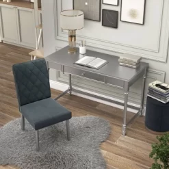 2pc Singger Writing Desk With Chair Gray - HOMES: Inside + Out 13 2pc Singger Writing Desk With Chair Gray - HOMES: Inside + Out -Luxe Living Interiors Shop GUEST 71150932 5aab 46fc 8938 81ddac3b805e