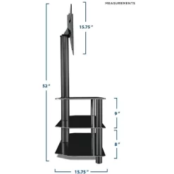 Mount-It! Floor Standing TV Stand W/ 3 Tiered Tempered Glass Equipment Shelves | Entertainment Center W/ Glass Shelves & Flat Screen Mounting Bracket -Luxe Living Interiors Shop GUEST 713006d1 e991 499d 9d38 c66906def026