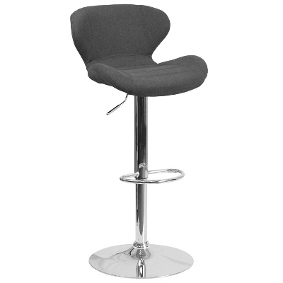 Flash Furniture Contemporary Adjustable Height Barstool With Curved Back And Chrome Base 14 Flash Furniture Contemporary Adjustable Height Barstool With Curved Back And Chrome Base - Image 12