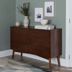 Mid-Century Modern With Closed Storage TV Stand For TVs Up To 58" Walnut - Saracina Home -Luxe Living Interiors Shop GUEST 713e521d 5360 4a42 a7e4 0e8c94780423