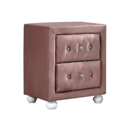 17" Reggie Nightstand Pink Fabric - Acme Furniture -Luxe Living Interiors Shop GUEST 7187a0f2 2860 4c98 97d8 f3bc64849d82