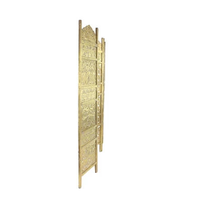 Traditional 4 Panel Fine Carved Room Divider Screen Gold - Olivia & May 9 Traditional 4 Panel Fine Carved Room Divider Screen Gold - Olivia & May - Image 7