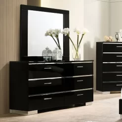 5pc Shorehaven Bedroom Set With 2 Nightstands Black/Chrome - MiBasics -Luxe Living Interiors Shop GUEST 725a8cc0 e6a7 401c 89f3 bf8860b06e5b