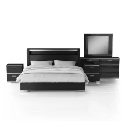 5pc Shorehaven Bedroom Set With 2 Nightstands Black/Chrome - MiBasics -Luxe Living Interiors Shop GUEST 73674b9c 4962 4fa9 b9e0 45310873ffe5