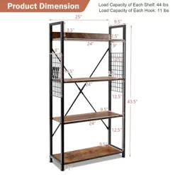 Costway 4 -Tier Industrial Bookshelf Open Storage Bookcase Display Shelf For Home Office -Luxe Living Interiors Shop GUEST 749cd170 cff8 484a b1a4 406aaaf22cd1