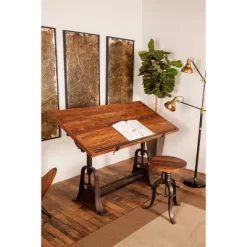 Industrial Teak Wood Console Table Brown - Olivia & May