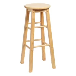 PJ Wood Classic Round Seat 29" Tall Kitchen Counter Stools For Homes, Dining Spaces, And Bars With Backless Seats & 4 Square Legs, Natural (Set Of 10) -Luxe Living Interiors Shop GUEST 761e838d e298 4754 a4f0 5cd298ca4e7e