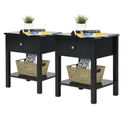 Costway 2PCS End Table Nightstand Storage Display Drawer Shelf Beside Table WhiteBlack -Luxe Living Interiors Shop GUEST 76a99621 0573 4f96 ae9c 59db9c0edd21