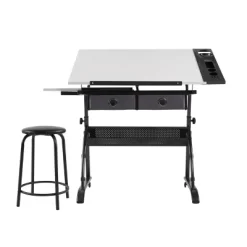 Core Drawing Table And Stool Set Charcoal Black/White - Studio Designs -Luxe Living Interiors Shop GUEST 77086ace c907 4ada 88ea a4ab84512e32