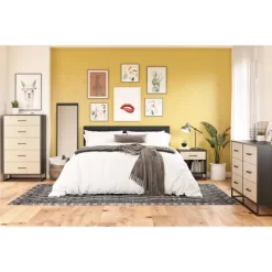 Kelly 5 Drawer Dresser Faux Rattan/Black Oak - Novogratz 18 Kelly 5 Drawer Dresser Faux Rattan/Black Oak - Novogratz -Luxe Living Interiors Shop GUEST 770f8a44 5c9f 443c a9aa f376633ab4c0