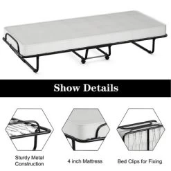Costway Rollaway Folding Metal Bed Memory Foam Mattress Cot Guest Made In Italy -Luxe Living Interiors Shop GUEST 7753b2c6 80cf 40b9 8772 f257600adea1