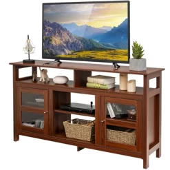 Costway 58'' TV Stand Entertainment Console Center W/ 2 Cabinets Up To 65'' GreyBlackWalnut -Luxe Living Interiors Shop GUEST 77b7d427 1543 4a27 8080 ee7c08526cbb