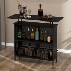 Costway 4-Tier Metal Home Bar Unit Liquor Bar Table With Storage Shelves & 6 Glass Holders 18 Costway 4-Tier Metal Home Bar Unit Liquor Bar Table With Storage Shelves & 6 Glass Holders -Luxe Living Interiors Shop GUEST 7944963c 9b18 4929 abd0 5d190bdfab8b