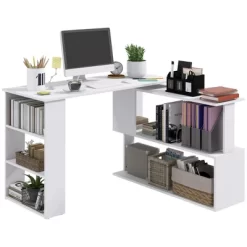 HOMCOM 360° Rotating Home Office Desk L Shaped Corner Computer Desk With Storage Shelves, Writing Table Workstation -Luxe Living Interiors Shop GUEST 796323b6 4719 4d06 95df 8e1fe5ab492b