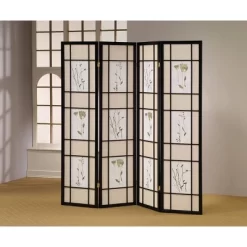 4 Panel Room Divider Border Cherry - Ore International -Luxe Living Interiors Shop GUEST 7979ab03 da09 4b48 81da 853b387c4f89
