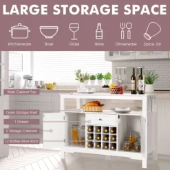 Costway Storage Buffet Sideboard Table Kitchen Sever Cabinet Wine Rack White -Luxe Living Interiors Shop GUEST 7a3f0086 69f6 4fb6 8b3a cca59809a4ae