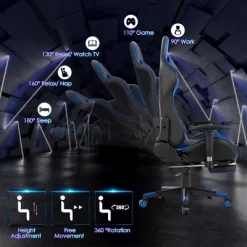 Costway Gaming Desk&Massage Gaming Chair Set W/ Footrest Monitor Shelf Power Strip Blue -Luxe Living Interiors Shop GUEST 7a781e49 17eb 4343 9549 92263f693936