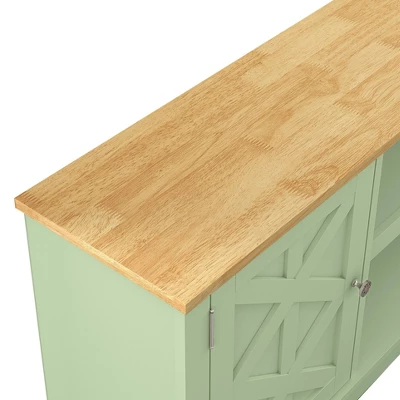 64" Natural Wood TV Stand For TVs Up To 70" Green - Festivo 6 64" Natural Wood TV Stand For TVs Up To 70" Green - Festivo - Image 4