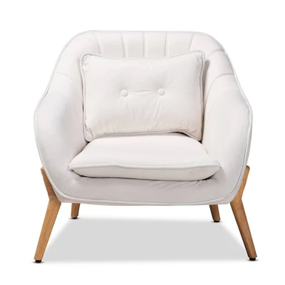 Valentina Velvet Natural Wood Armchair - Baxton Studio 3 Valentina Velvet Natural Wood Armchair - Baxton Studio
