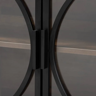 Carter Wood And Metal 2 Door Sideboard Dining Cabinet Walnut Brown/Black - Baxton Studio 7 Carter Wood And Metal 2 Door Sideboard Dining Cabinet Walnut Brown/Black - Baxton Studio - Image 5