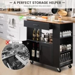 Costway Kitchen Island Cart Rolling Storage Cabinet W/ Drawer & Spice Rack Shelf -Luxe Living Interiors Shop GUEST 7dc8cfd9 4524 4b5c b5eb 12eaf200e5d1