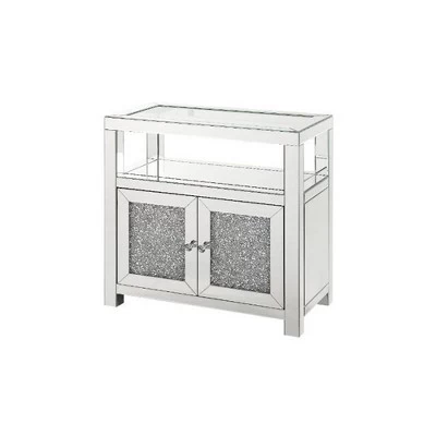 32" Noralie Cabinet Clear Glass/Mirrored/Faux Diamonds - Acme Furniture 5 32" Noralie Cabinet Clear Glass/Mirrored/Faux Diamonds - Acme Furniture - Image 3