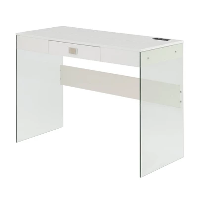 42" SoHo Glass Desk With Charging Station - Breighton Home 8 42" SoHo Glass Desk With Charging Station - Breighton Home - Image 6