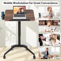 Costway Pneumatic Standing Desk Tilting Adjustable Laptop Cart Mobile Podium Cup Holder -Luxe Living Interiors Shop GUEST 7f002ff1 be7d 42a5 bdb2 05f9a58ead41