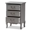 3 Drawer Capucine Finished Wood Nightstand Gray - Baxton Studio