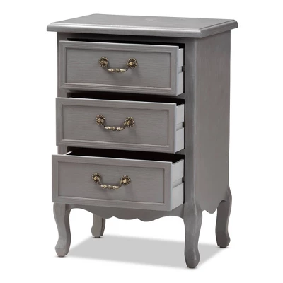 3 Drawer Capucine Finished Wood Nightstand Gray - Baxton Studio 3 3 Drawer Capucine Finished Wood Nightstand Gray - Baxton Studio