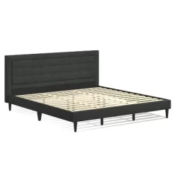 Glenwillow Home Conner Upholstered Platform Bed Frame, Button Tufted, Mattress Foundation, Wood-Slat Support, No Box Spring Needed, Easy Assembly
