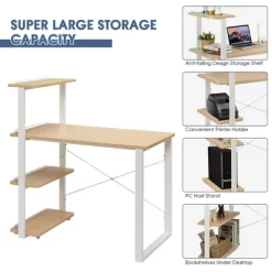 Costway Reversible Computer Desk Study Table Home Office W/Adjustable Bookshelf Natural 18 Costway Reversible Computer Desk Study Table Home Office W/Adjustable Bookshelf Natural -Luxe Living Interiors Shop GUEST 81691612 1b82 4ddc b031 6fc38ab8cd5f