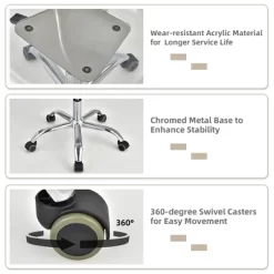 Costway Set Of 2 Rolling Acrylic Armless Desk Chair Swivel Vanity Ghost Chair Adjustable -Luxe Living Interiors Shop GUEST 81a8b5a4 7ec6 4daa 9b21 b5405ecaf77e