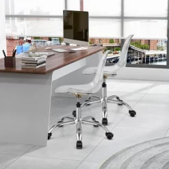 Costway Set Of 2 Rolling Acrylic Armless Desk Chair Swivel Vanity Ghost Chair Adjustable -Luxe Living Interiors Shop GUEST 81fb13f0 abd3 4c2b bf93 8d0743db6f68