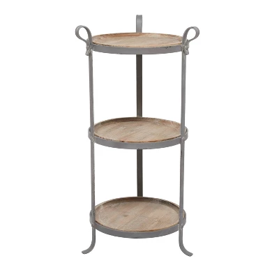 Industrial Metal Round Tiered Table Gray - Olivia & May 4 Industrial Metal Round Tiered Table Gray - Olivia & May - Image 2