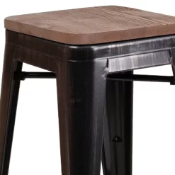 Flash Furniture 24" High Backless Metal Counter Height Stool With Square Wood Seat -Luxe Living Interiors Shop GUEST 83184729 d497 4c74 b364 ab554bd957be