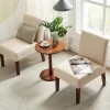 Carl Armless Fabric Upholstered Accent Chair Set Of 2 With Round Wood Side Table Slipper Chairs Sets-Maison Boucle -Luxe Living Interiors Shop GUEST 83a1ea1b d749 474e 882a 6e151f786f53