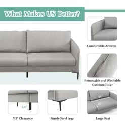 Costway Modern 76'' Loveseat Sofa Couch For Living Room Apartment Dorm With Metal Legs Gray -Luxe Living Interiors Shop GUEST 83f173a9 51f6 40b5 b380 4fa77b8c8213